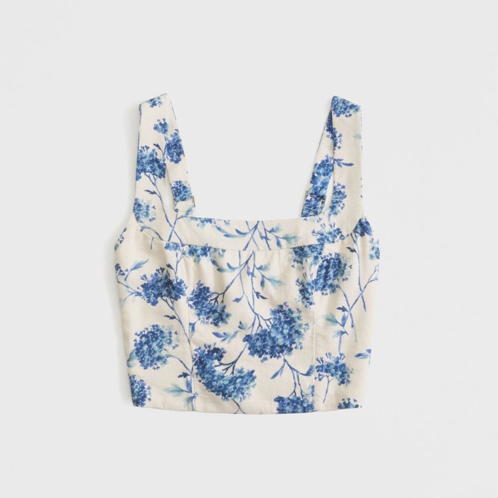 Abercrombie Scarlett Linen-Blend Crop Top